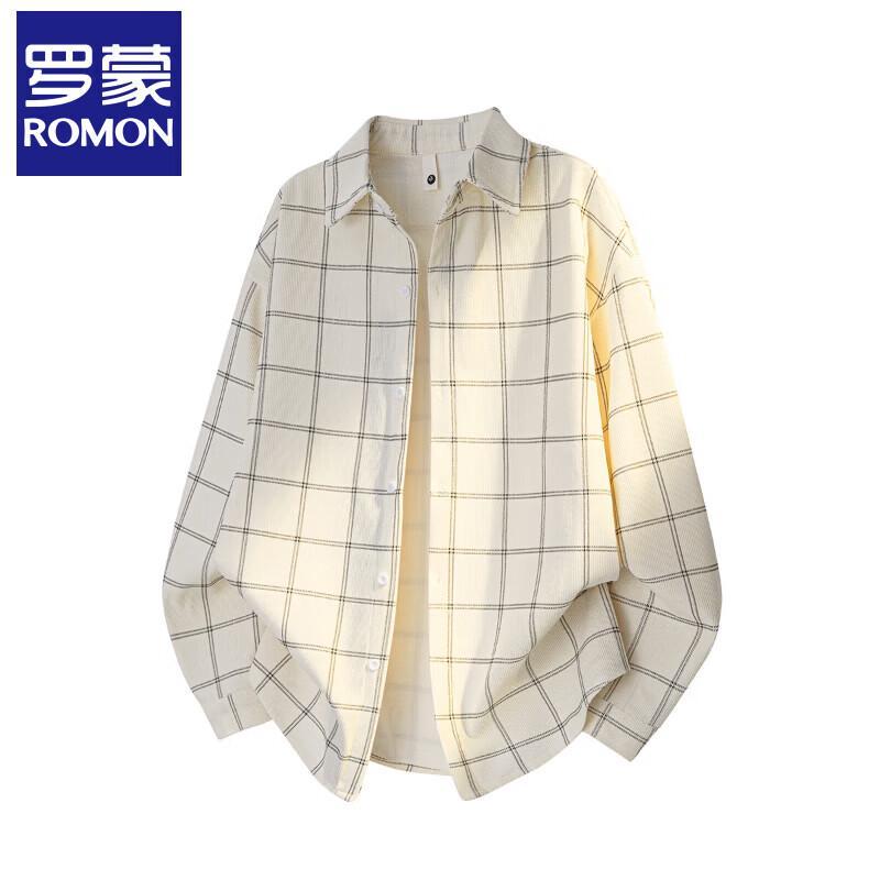 Men's Casual Plaid Long-Sleeve Loose-Fit Shirt