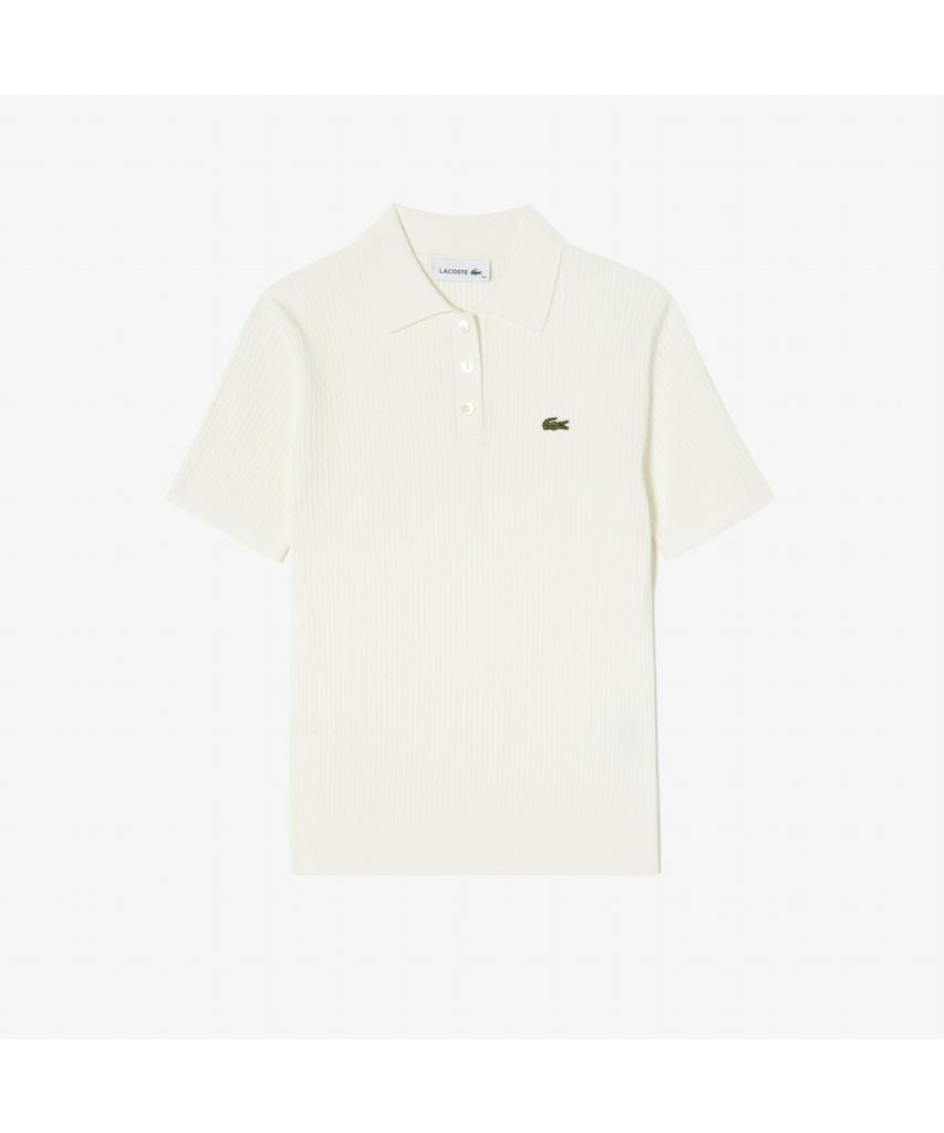 LACOSTE Женский укороченный джемпер-поло с косами, короткий рукав Pf597E-55G 70V