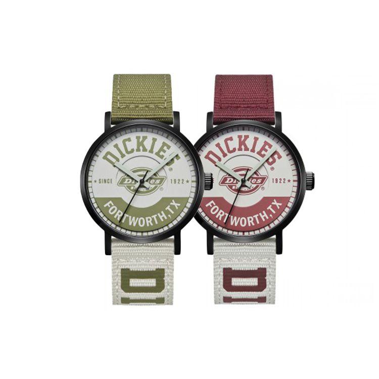Dickies Кварцевые часы Нейлоновый ремешок Красный циферблат Унисекс Американский Ретро Мода Трендовые Простые Универсальные Водонепроницаемые Часы Женские часы 210M60LYXCL-274V4-84
