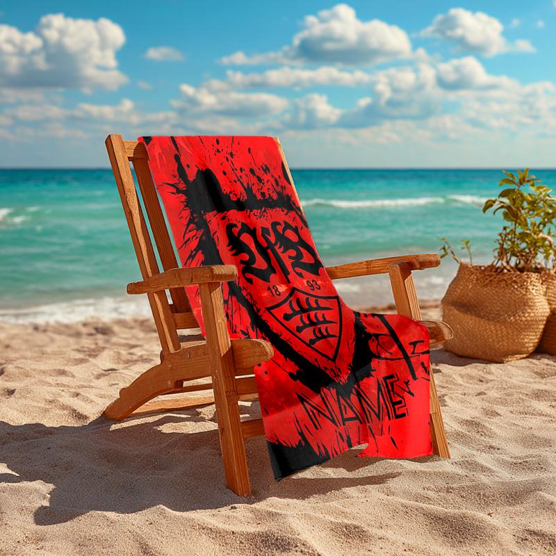 Personalized customized proof beach towel with VfB Stuttgart pattern - soft, absorbent,quick-drying,perfect swimming,camping&bathing