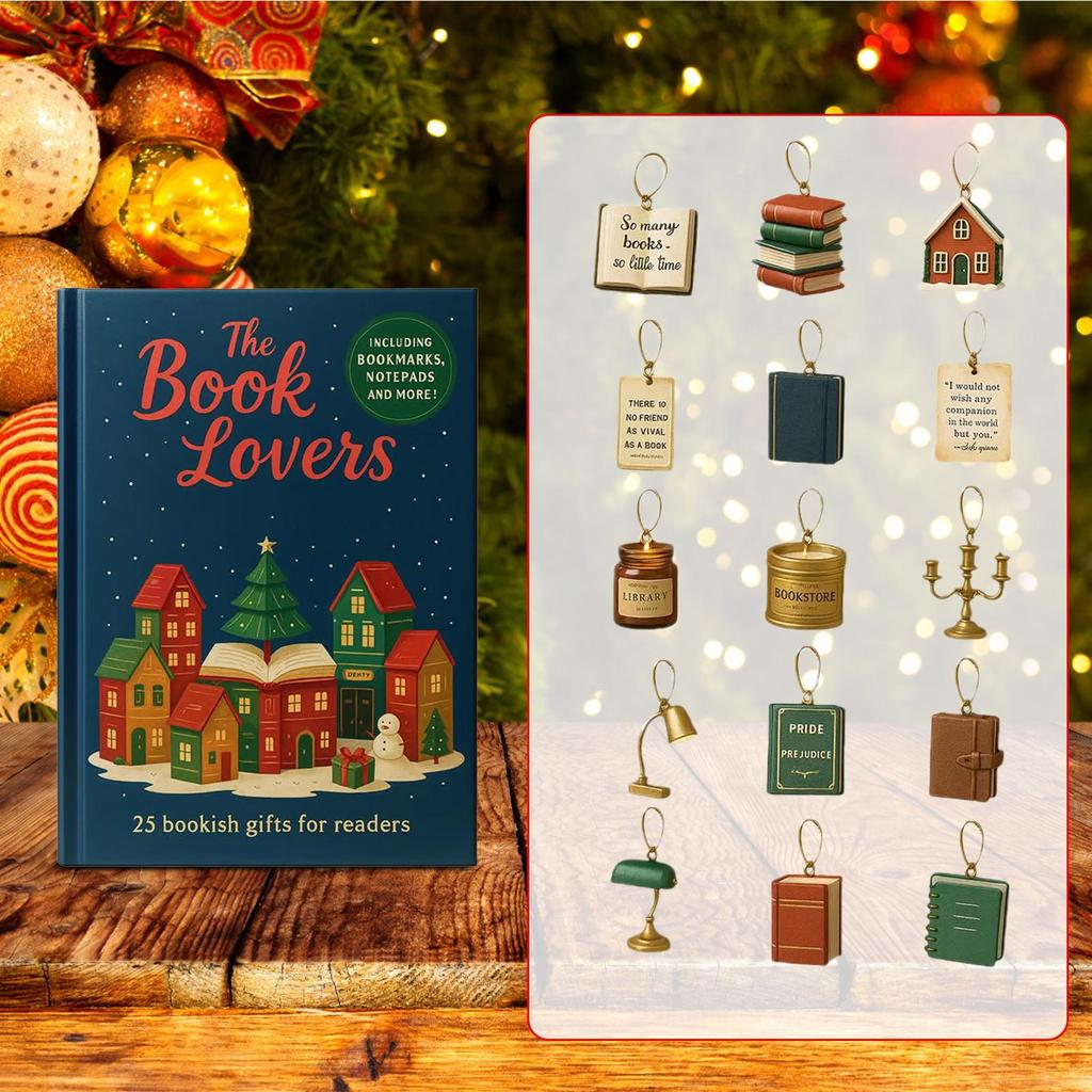 Адвент-календарь для книголюбов, 25 дней, Рождество, Акриловый орнамент для книголюбов, 25 книжных подарков, Подарки для вечеринки, для рабочего стола, полки, стены