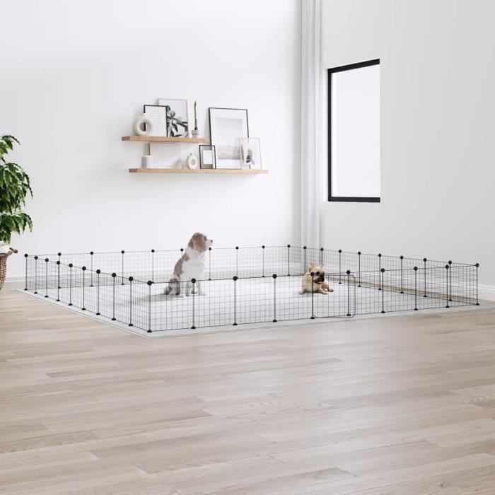3114021 vidaXL Pet Cage 36 Panels and Door Black 35x35 Cm