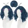 Inside Envy Wig Cyan Color Short Curly Wavy Wig Without 2 Hairpins Halloween Cosplay Party Movie Envy Costume Wigs