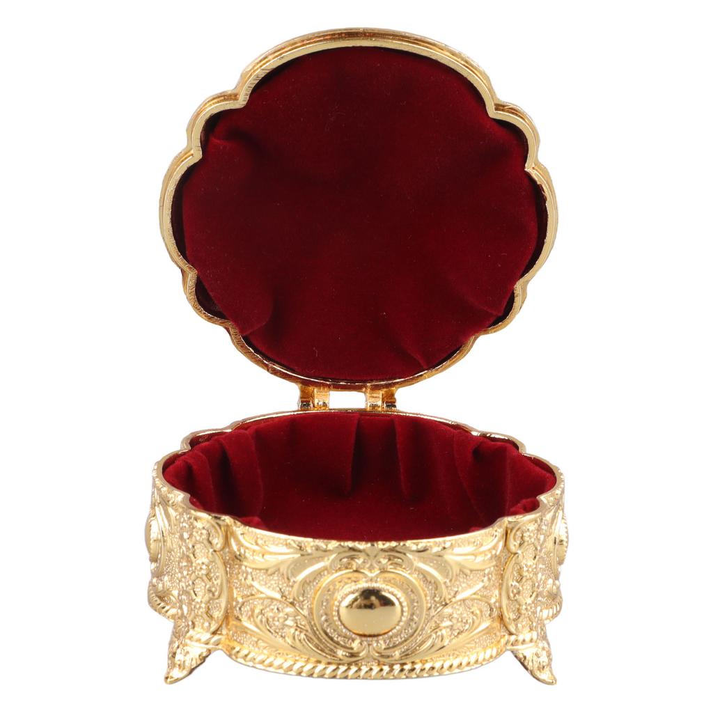 Metal Jewelry Box Innovative Light Luxury Shell Flower Round Trinket Storage Box for Ring Earring