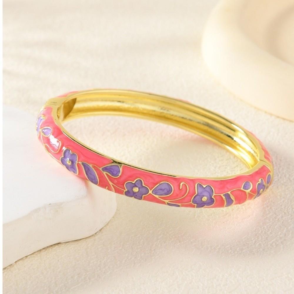 Floral Motifs Enamel Bracelet Zinc Zinc Zinc Alloy Dropped Glaze Bracelet  Traditional