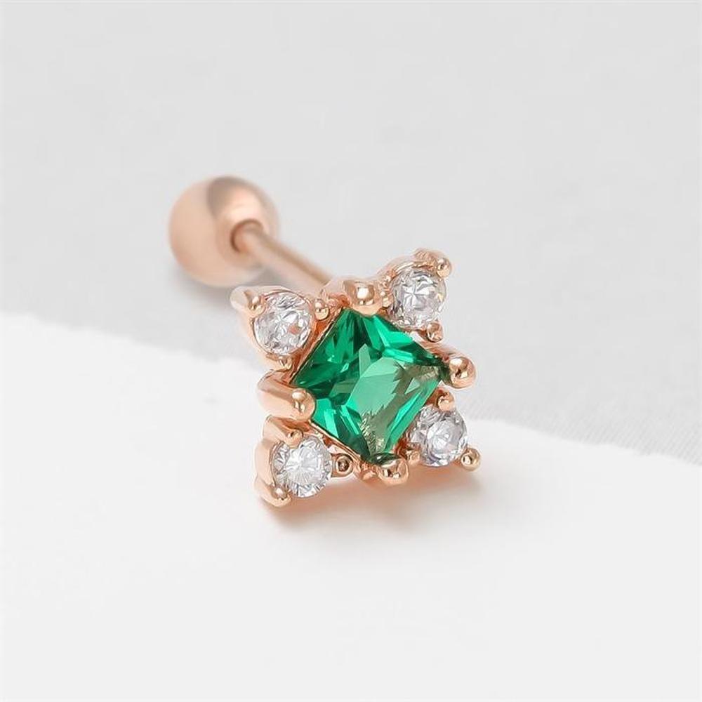 [Onm] Onm 14K Gold Needle Green Cubic Star Rose Gold Piercing (S9594118)