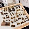Серьги JMXD из натурального камня Тигровый глаз для женщин, Минималистичные изящные золотистые пусеты, Ретро эстетика, Украшения для ушей, Серьги с кристаллами для исцеления чакр