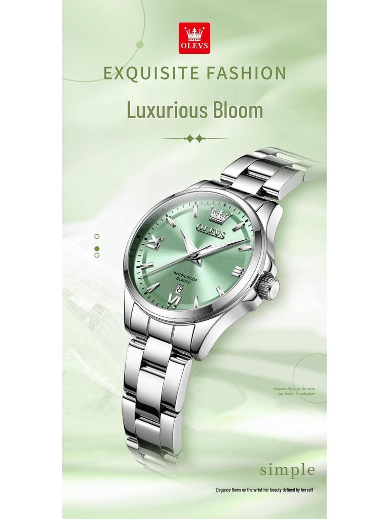 Женские кварцевые часы Oulishi из цельной стали - Высококлассные, Водонепроницаемые, Полностью автоматические, Модный аксессуар