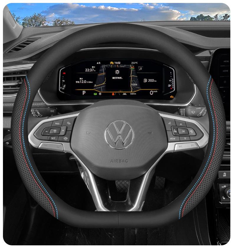 AABGI1 Leather Car Steering Wheel Cover for Volkswagen Tiguan T-roc T-cross Tayron Polo Id4 Caddy Atlas Crafter Virtus 2025 Accessories