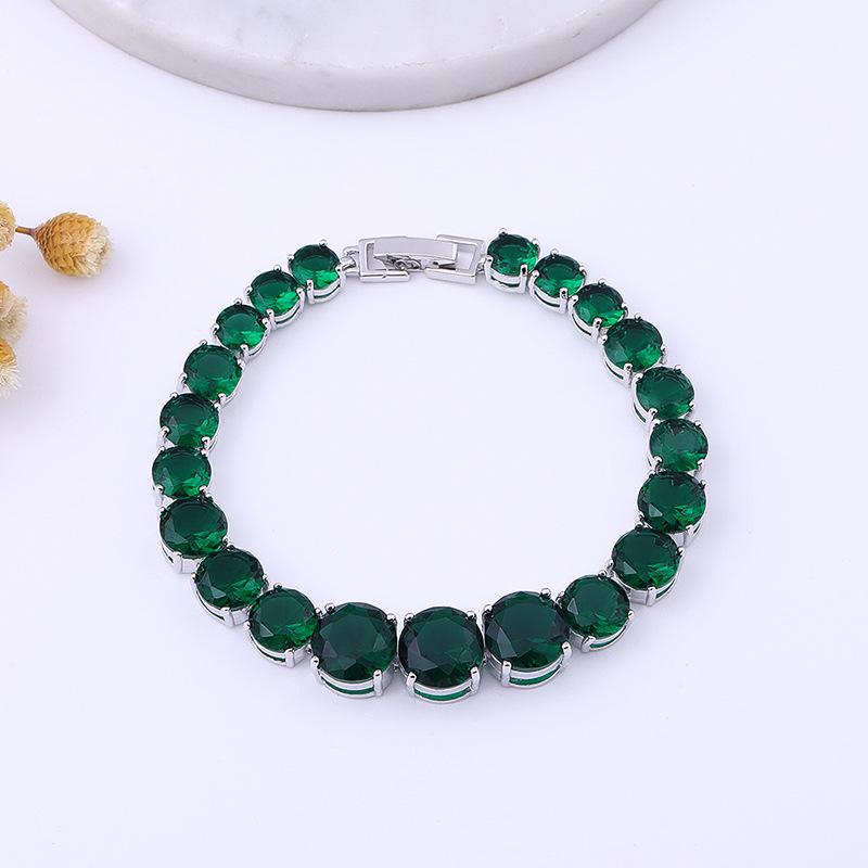 Браслет из циркония постепенного размера с медным покрытием из платины и инкрустированными драгоценными камнями, круглое цветное сокровище.