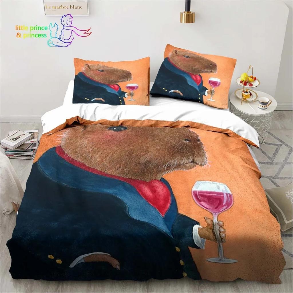 Каваи Милый Животный Капибара Мультяшный Удобный Пододеяльник Наволочка Постельное Белье Детская Спальня Декор Домашний Текстиль