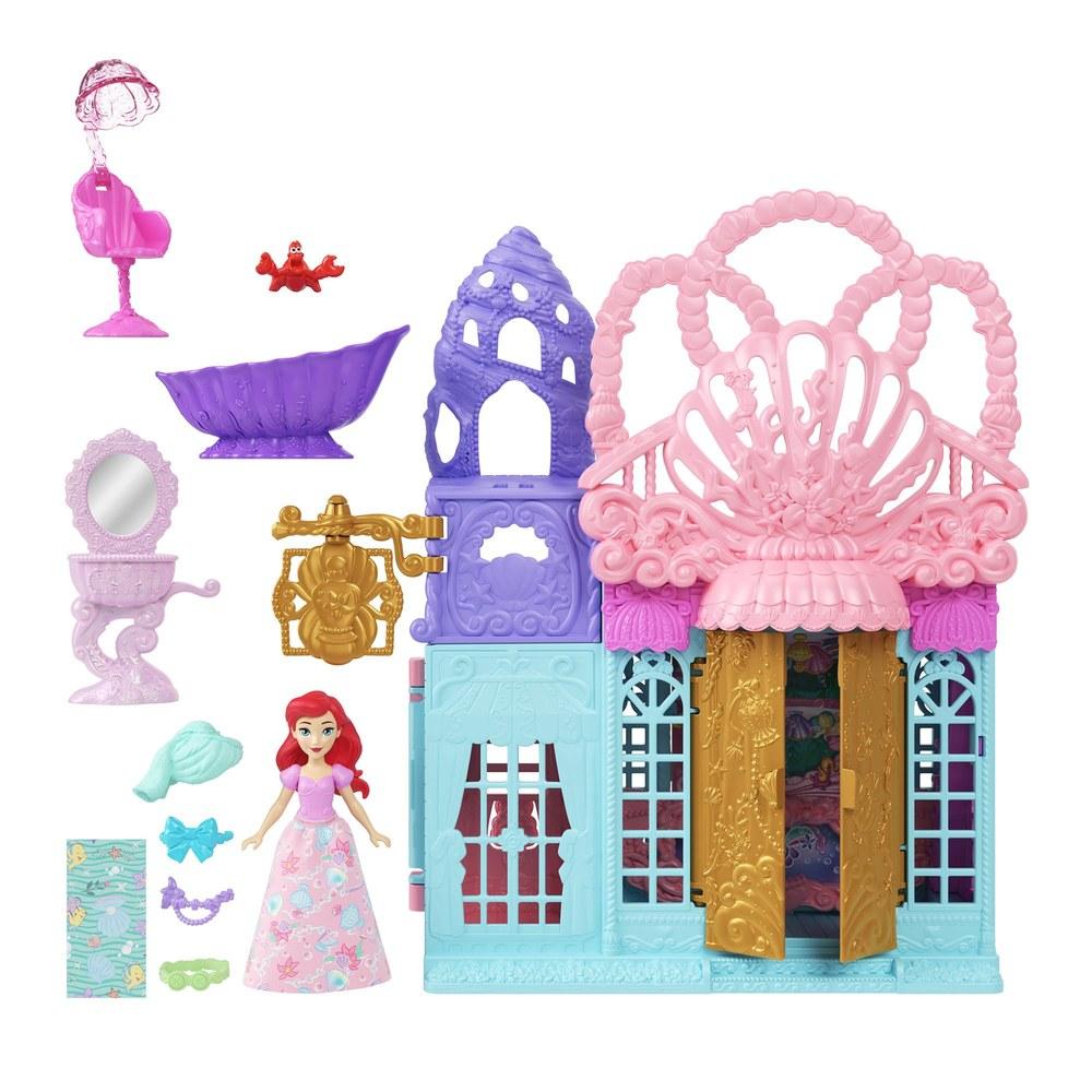 Mattel Disney Princess Ariel's Relaxation Spa Playset Stackable Castle Series Mini Doll JLT64 Blue For Ages 3 and Up