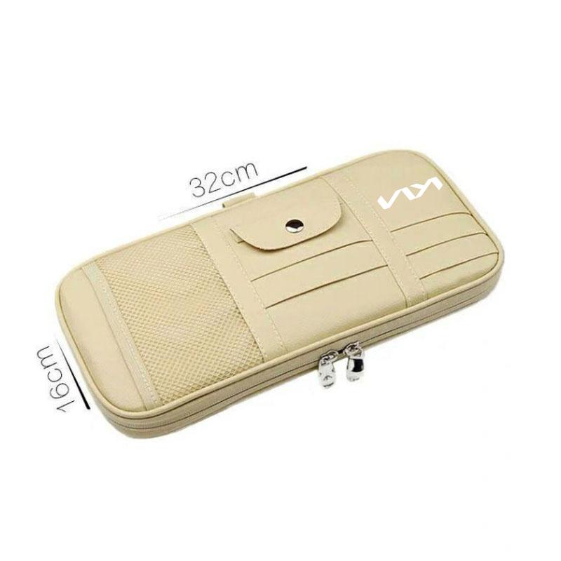 BBEH3 Car Sun Visor Storage Bag Card Holder Organizer Sunglasses Clip For KIA KN K3 K5 Sportage Rio Sorento Picanto Ceed Accessories