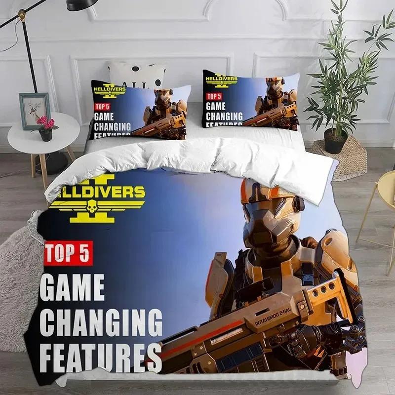 3D HELLDIVERS 2 Bedding Sets Comforter Quilt Bed Cover Duvet Cover Pillow Case Sets Kids Adult Size For Home Textiles