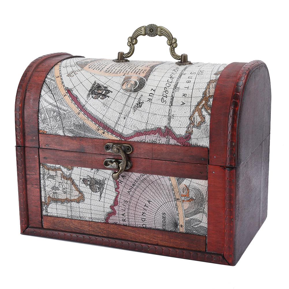 Винтажная шкатулка для украшений Шкатулка-органайзер для колец, серег, кулонов, ожерелийКарта