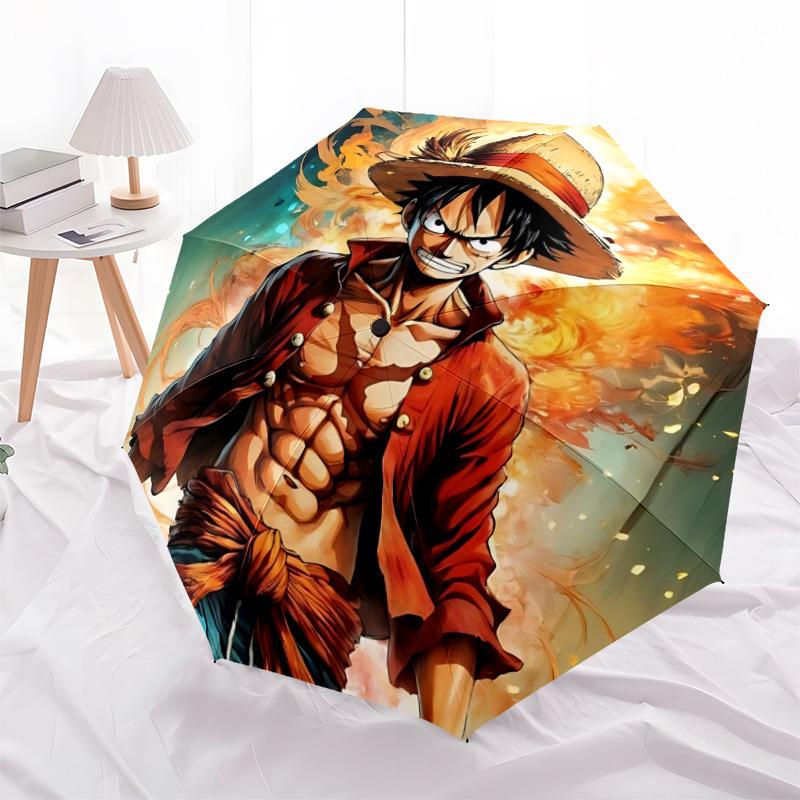 1 шт. One Piece Monkey D. Автоматический зонт Luffy с открытием/закрытием Компактный дорожный зонт, 8 спиц, прочный, идеально подходит для женщин и мужчин a0923165