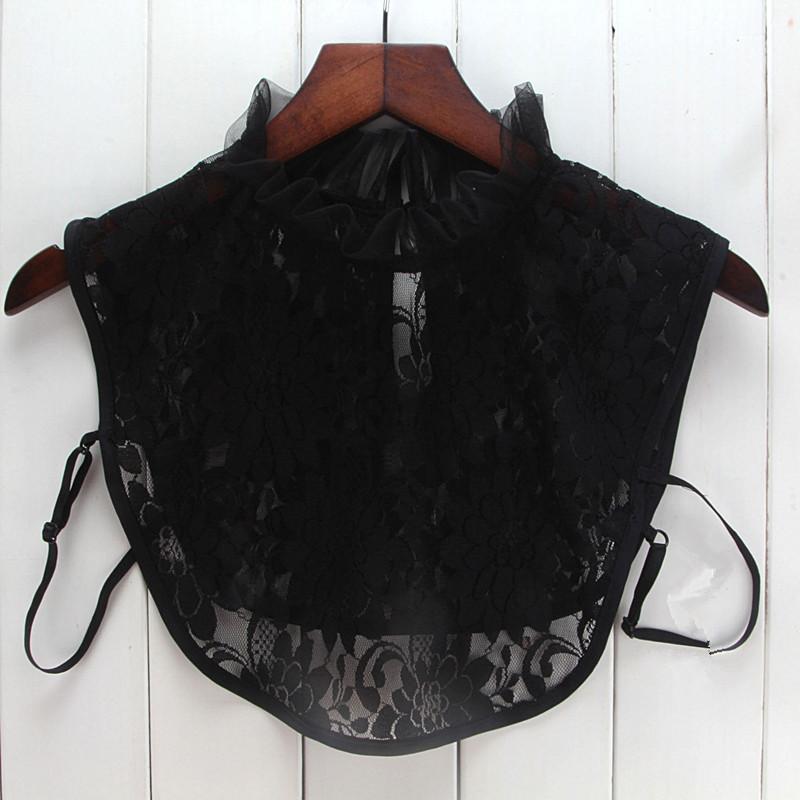 Linbaiway Women's Lace Fake Collar High Stand Ruffle Sweater Blouse Shirt False Collar Female Removable Detachable Collar