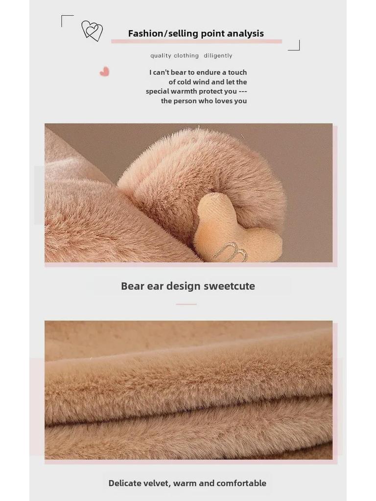 Женский зимний комплект из шапки, шарфа и перчаток Little Bear: Уютное, стильное и теплое плюшевое трио