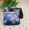 Women Vintage Leather Floral Owl Printing Coin Purse Wallets Travel Compact Cute Small Change Pouch Double Clasp Closure Purse