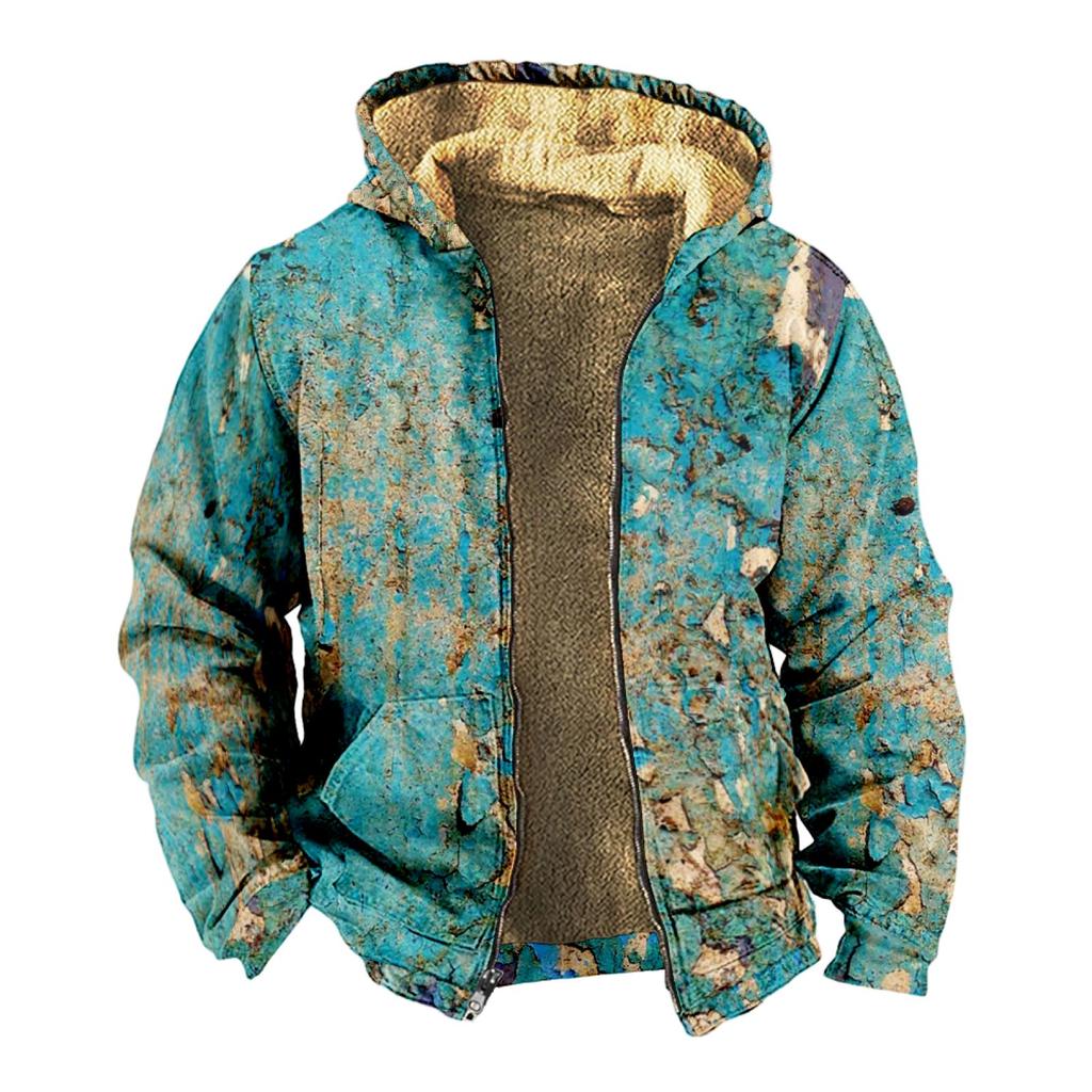 Мужской индивидуальный повседневный свитер на молнии с длинным рукавом и принтом, толстый хлопковый костюм, зимний костюм