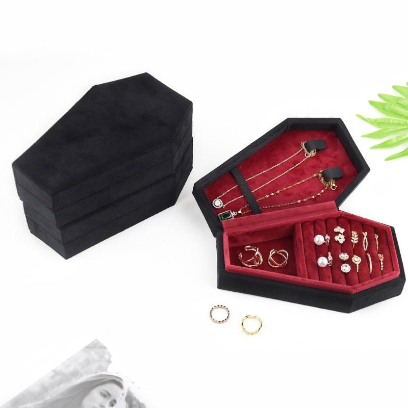 Vintage Jewelry Holder Necklace Rings Boxes Versatile Coffin Shape Organizer