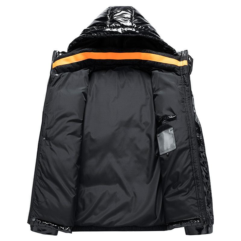Блестящая пуховая куртка Мужская зимняя одежда Новый модный бренд Легкий и короткий стиль Модное осенне-зимнее утепленное пальто с капюшоном