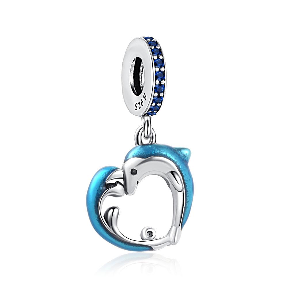 New Summer Ocean Series Blue Turtle Dolphin Pendant Diy Beads Fit Original Diy Charms Silver 925 Bracelet For Girl Women
