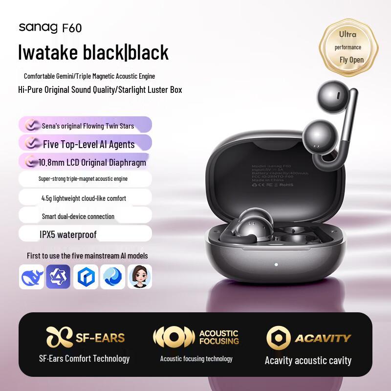 Спортивные Bluetooth-наушники SANAG F60 с открытым ухом, на зажиме