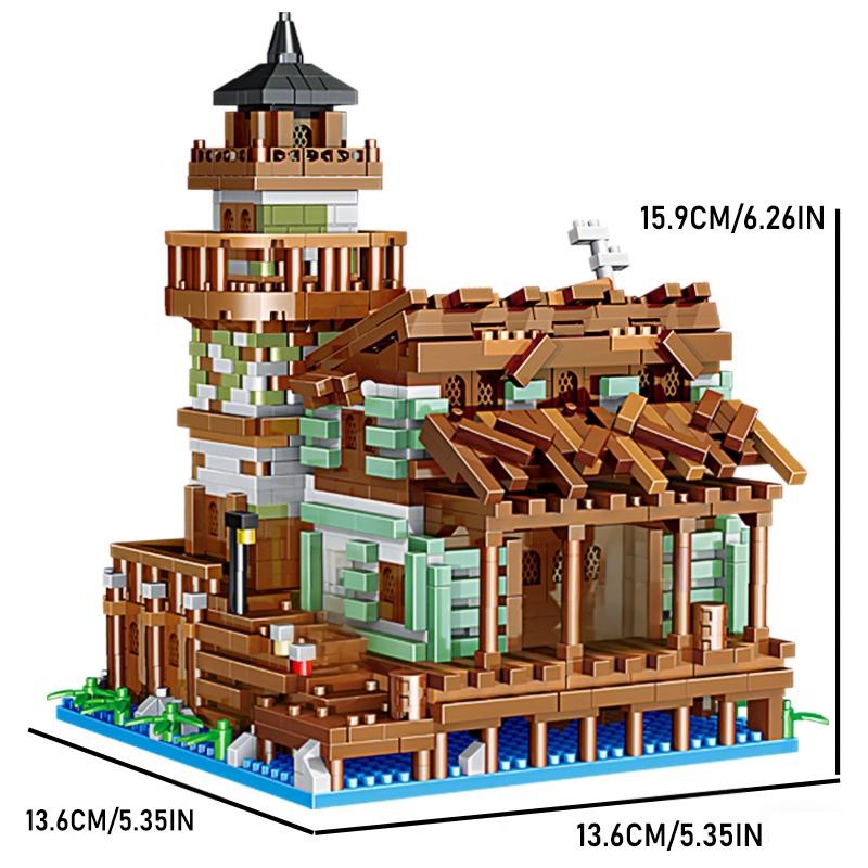 Micro Building Blocks Fishing Village Cottage, Architectural Building Blocks City House Model Gift for Girls and Boys, Kids Toys