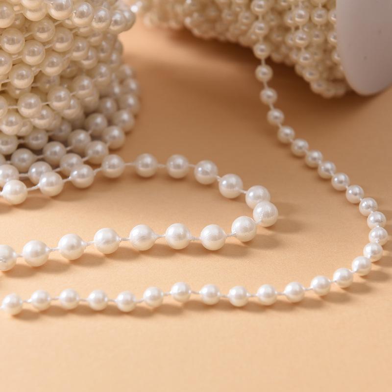 5m Artificial Pearl Beads Chain for Bouquet Gift Packaging Wedding Party Decor DIY Jewelry Craft Clothing Sewing Accessories