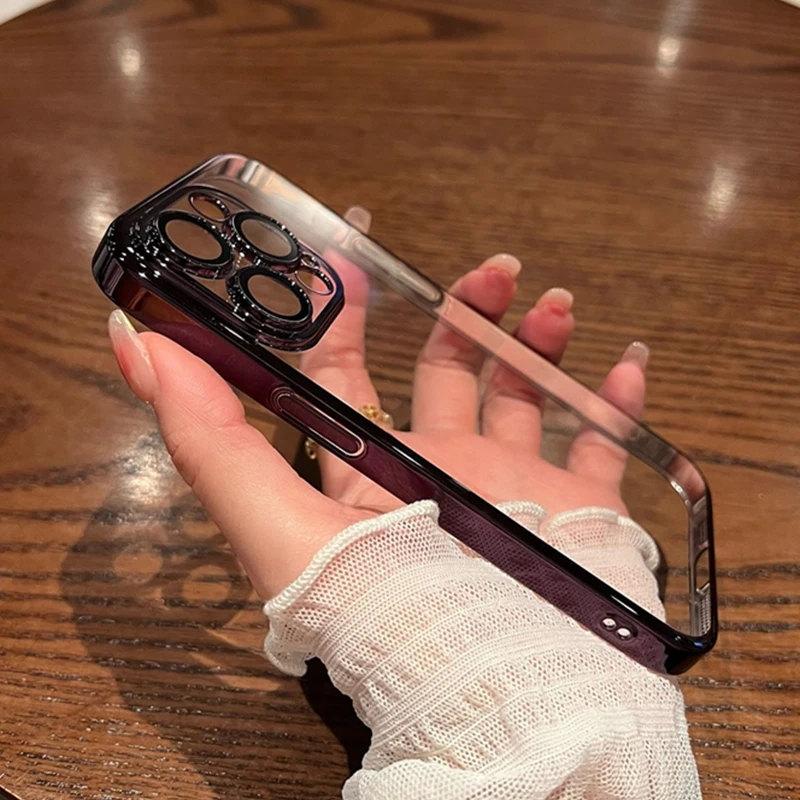 Роскошный прозрачный чехол с покрытием для iPhone 15 14 13 12 11 Pro Max мини противоударный чехол для iPhone 7 8 Plus XS Max XR X SE чехлы для телефонов