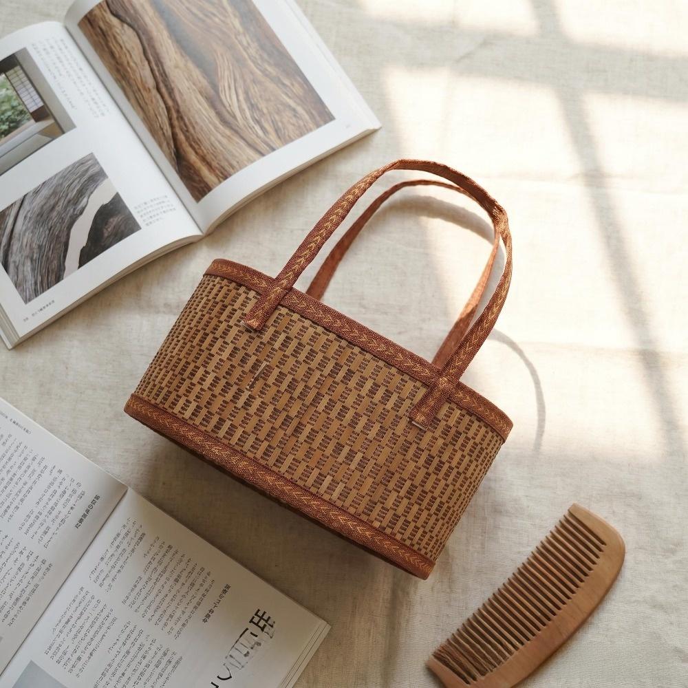 Portable Handles Picnic Basket Handwoven Woven Storage Basket New Bamboo Basket Picnic Supplies