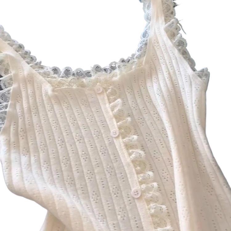 Plus-Size Women's Lace Trim Knit Camisole - Summer 2026 Slimming Vest Top