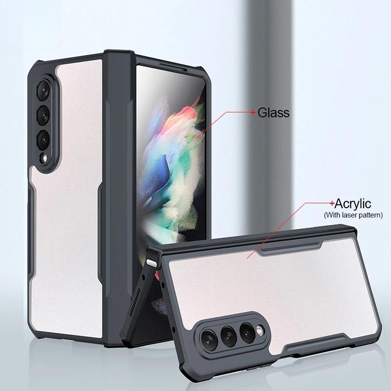 Foldable Case for Samsung Galaxy Z Fold 3 4 5 6 Fold 7 Airbag Shockproof Shell Glass&PC&TPU Protection Cover