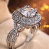 Gorgeous Bridal Wedding Rings for Women Two Tone Design with Brilliant Cubic Zirconia Finger Accessories Classic Jewelry
