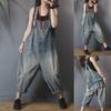 Nostalgic Denim Casual Overalls Women's Autumn and Winter High-waisted Trousers Fashion All-match Personality Loose Plus Size Carrot Pants