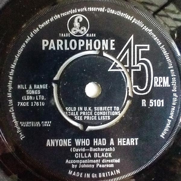 7inch Record CILLA BLACK - Anyone Who Had A Heart R5101 Parlophone 1964 UK Pop Used