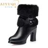 Fashion AIYUQI Women Winter Boots 2025 New Round Toe Fashion Women's Fashion Boots Natural Wool Lining Rabbit Fur Women Ankle Boots