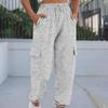 Женские модные спортивные рабочие брюки со шнурком, свободные однотонные повседневные брюки