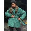 Belt Solid Color V Neck Women Coat Long Sleeve Thicken Female Jacket Winter Autumn Lace Up Pocket Fashion Lady Outwear