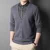 Men's Long-sleeved T-shirt Spring and Autumn Fashion Fake Two-piece Knitted Sweater Shirt Collar Base