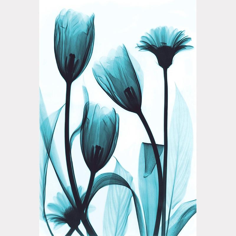 Картина маслом на холсте, постер для украшения дома или отеля, современный простой стиль, украшение на стену с голубыми цветами
