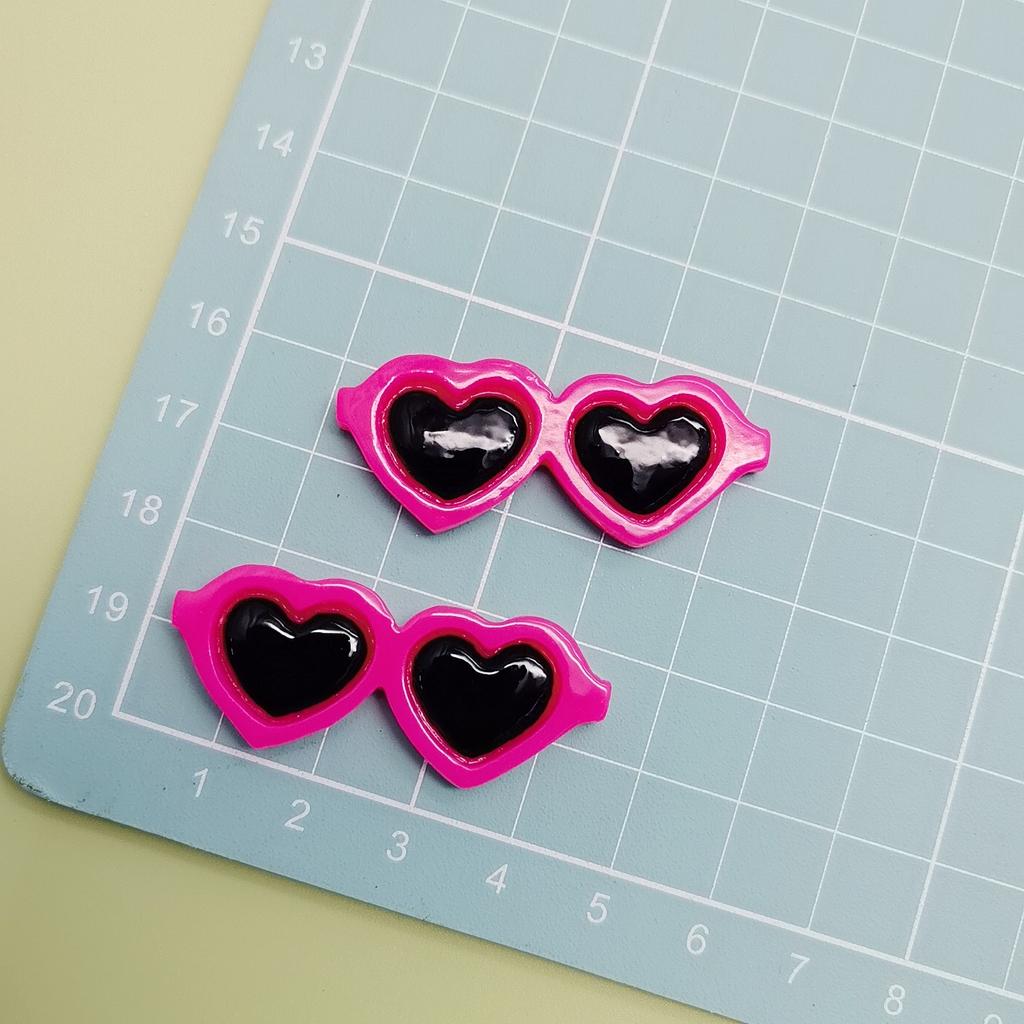 42mm Kawaii Resin Cabochon Heart Sunglasses Shape Flatback Button Patch Sticker Hair Jewelry DIY Material