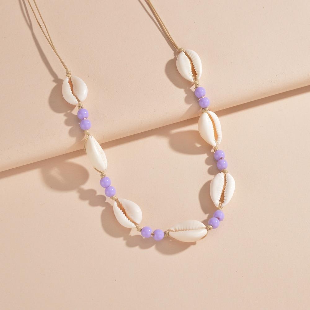 Shell Shell Beaded Necklace Adjustable Adjustable Neck Chain Minimalist Shell Braided Chain  Woman