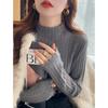 Wood Ear Edge Atmosphere Knitted Sweater Women's Spring Semi-turtleneck Inner Top Autumn and Winter Texture Base Sweater