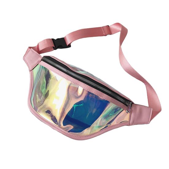 Transparent Waist Bag Waterproof Mini Fanny Pack Iridescent Belt Bag with Adjustable Strap for Women Men Travel Fitness Outdoor Use