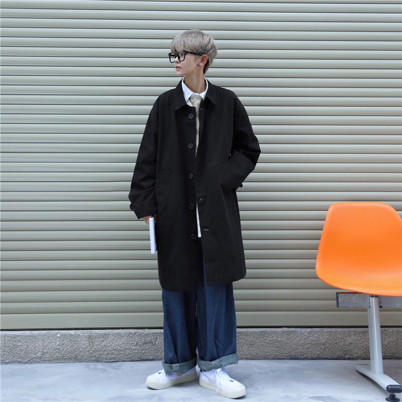 Мужская модная повседневная куртка-ветровка - весна/осень, средней длины, в гонконгском/японском/корейском стиле, спортивная, элегантная, свободного кроя.