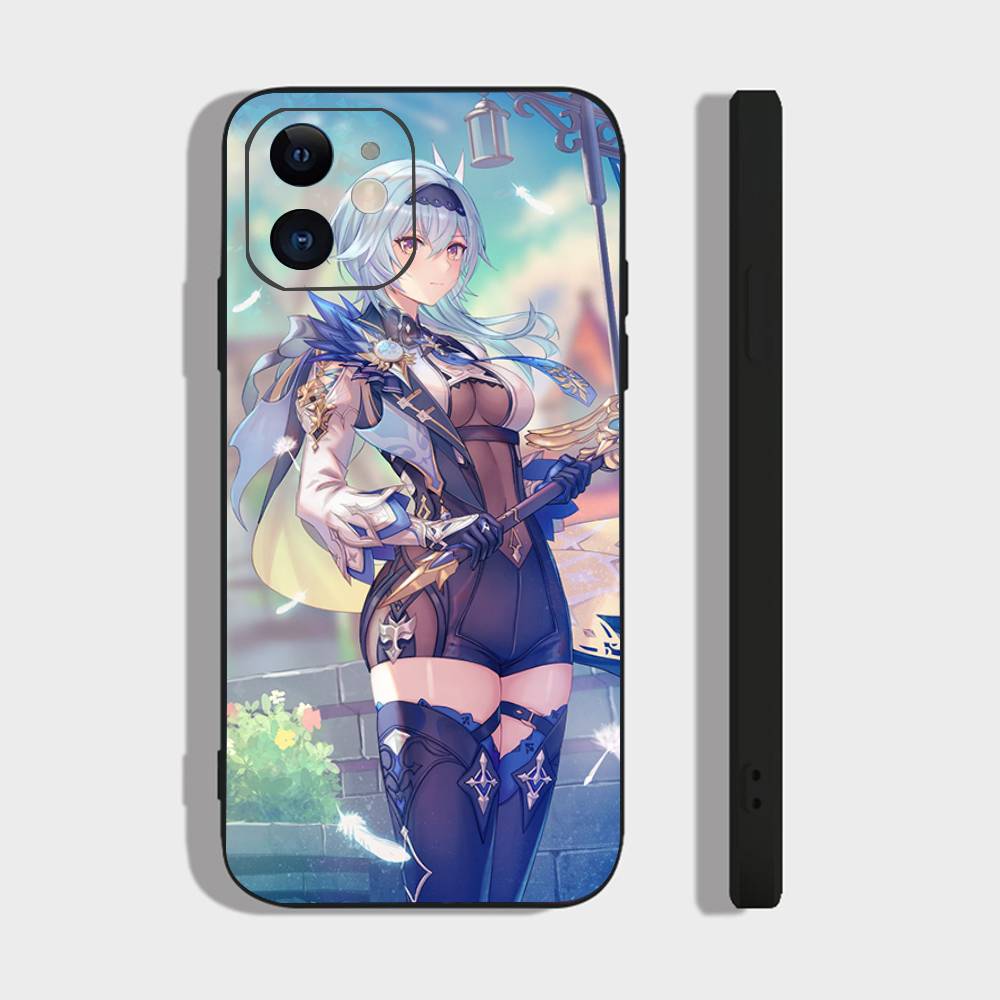 Eula Lawrence Genshin Impact Phone Case For IPhone 17 Air 16 15 14 13 Pro Max 11 12 Black Silicone Cover