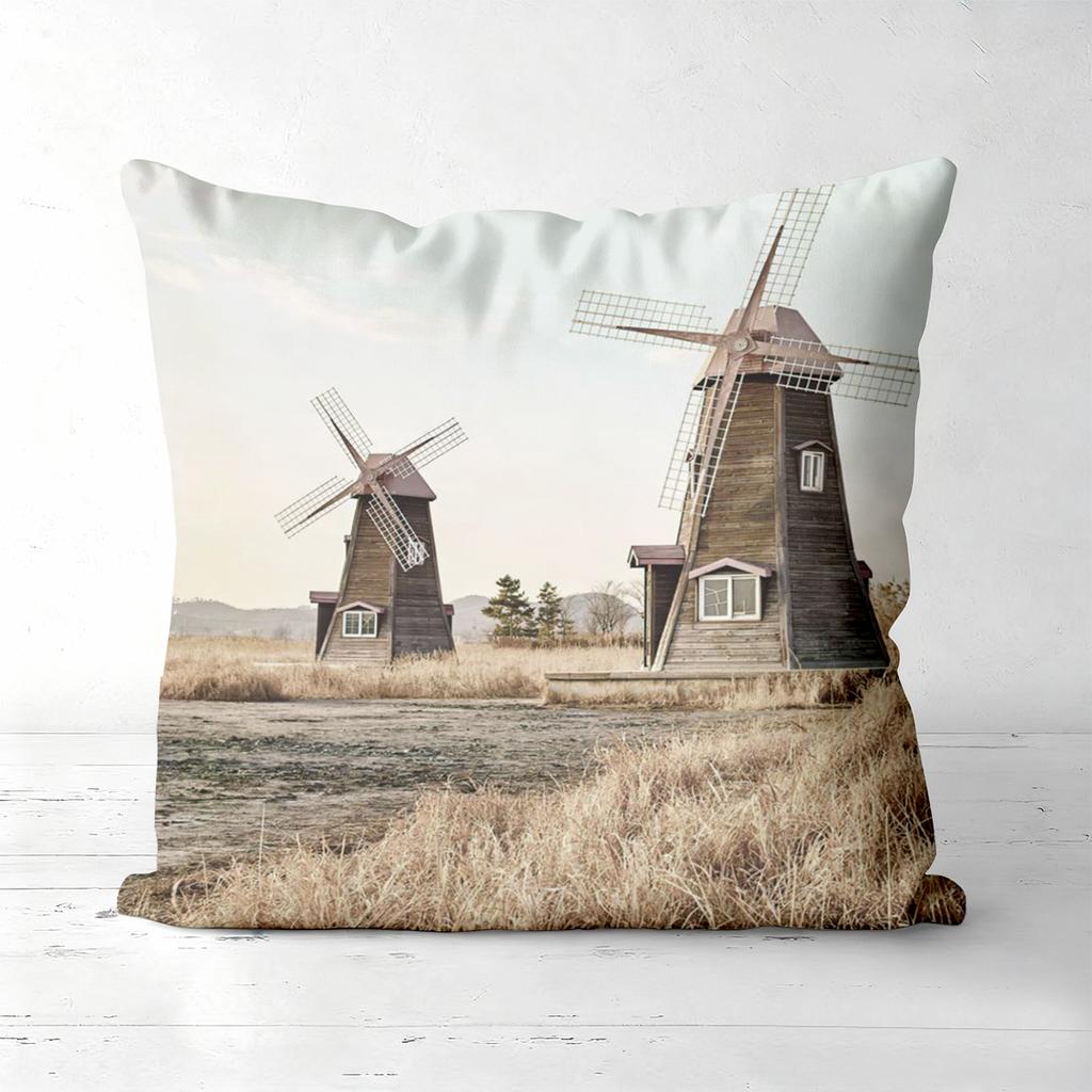 Seagull And Pier Windmill Printed Decorative Cushion Covers Polyester pillowcase, sofa decorative cushion cov Headboard Pillow