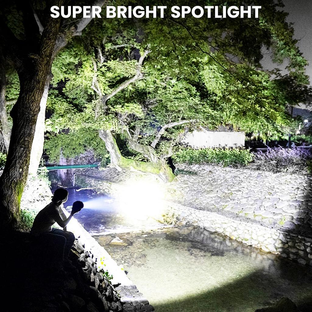 BERCOL Rechargeable Spotlight,2000000 LM Super Bright Handheld Spot Light LED Flashlight High Powered Spotlight Large Searchlight Outdoor with Solar